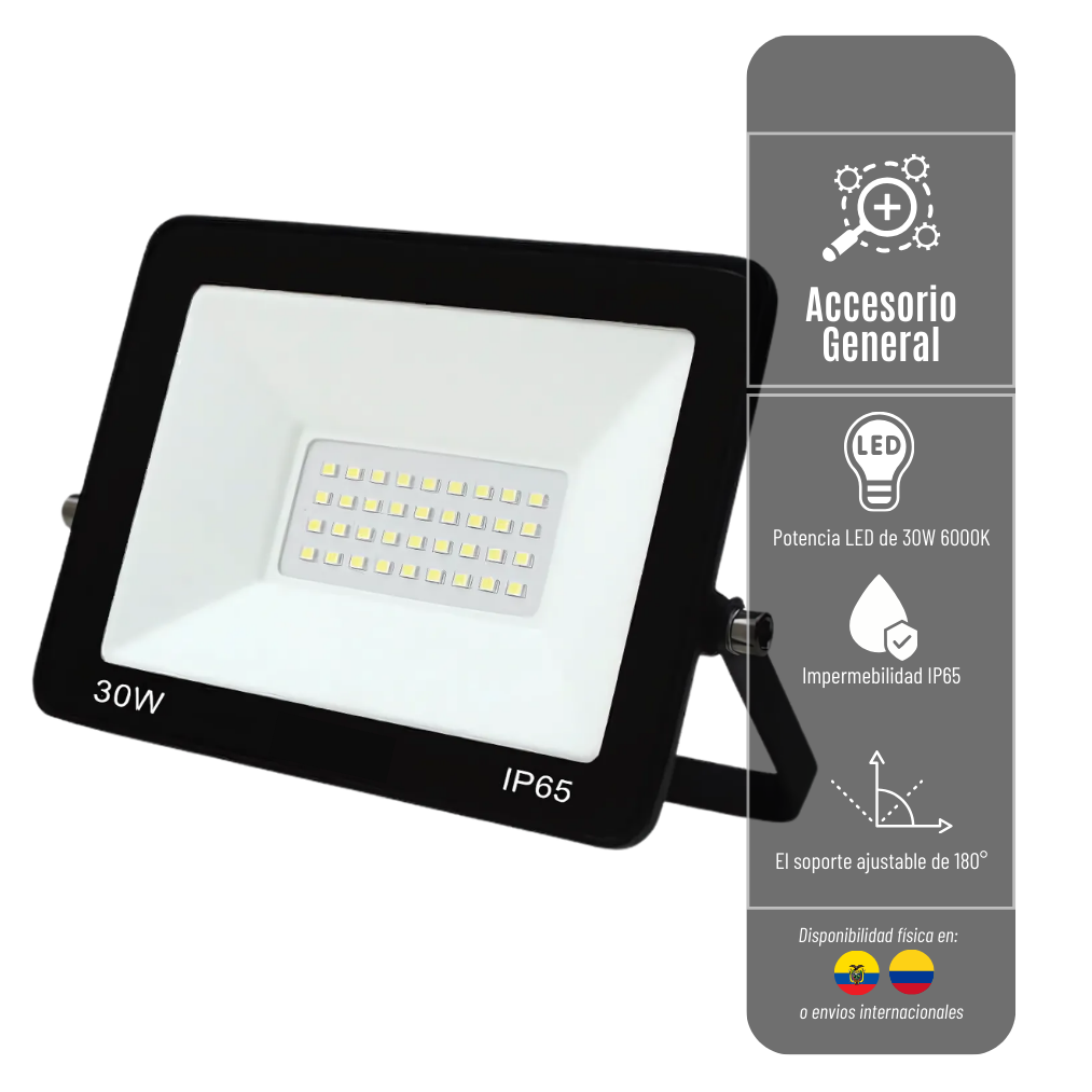 FOCO REFLECTOR LED FLOOD LIGHT LUZ BLANCA DE 30W 6000K REFLECTOR-30W