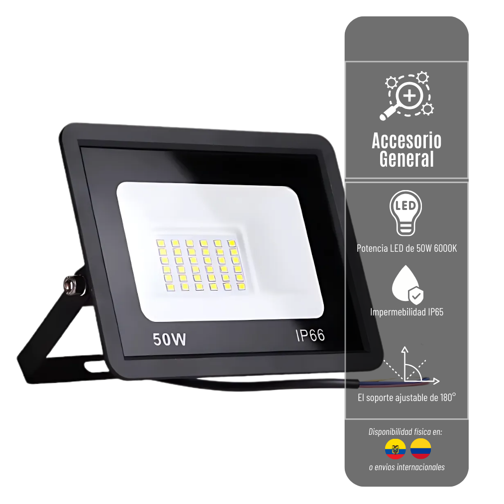 FOCO REFLECTOR LED FLOOD LIGHT LUZ BLANCA DE 50W 6000K REFLECTOR-50W