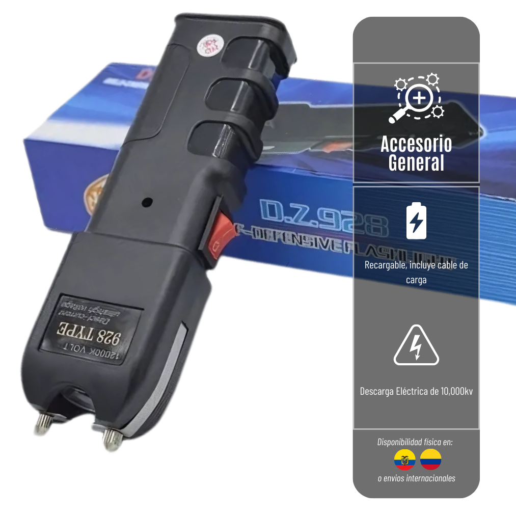 PARALIZADOR ELECTRICO DE AUTODEFENSA PORTATIL CON LINTERNA INCLUIDA EAC 01-032 LINTERNA-CHOQ-928