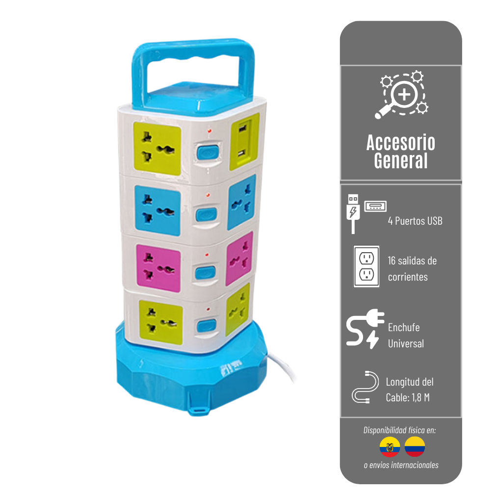 Torre Vertical 16 Toma Corriente De 4 Niveles Toma-4N-16T