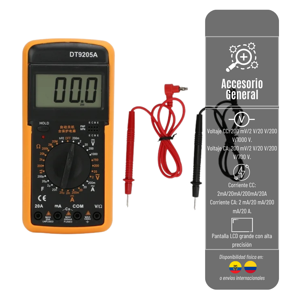 MULTIMETRO DIGITAL DT 266 PARA MEDIR VOLTAJE CC Y CA CON BATERIA INCLUIDA MULTIMET-266