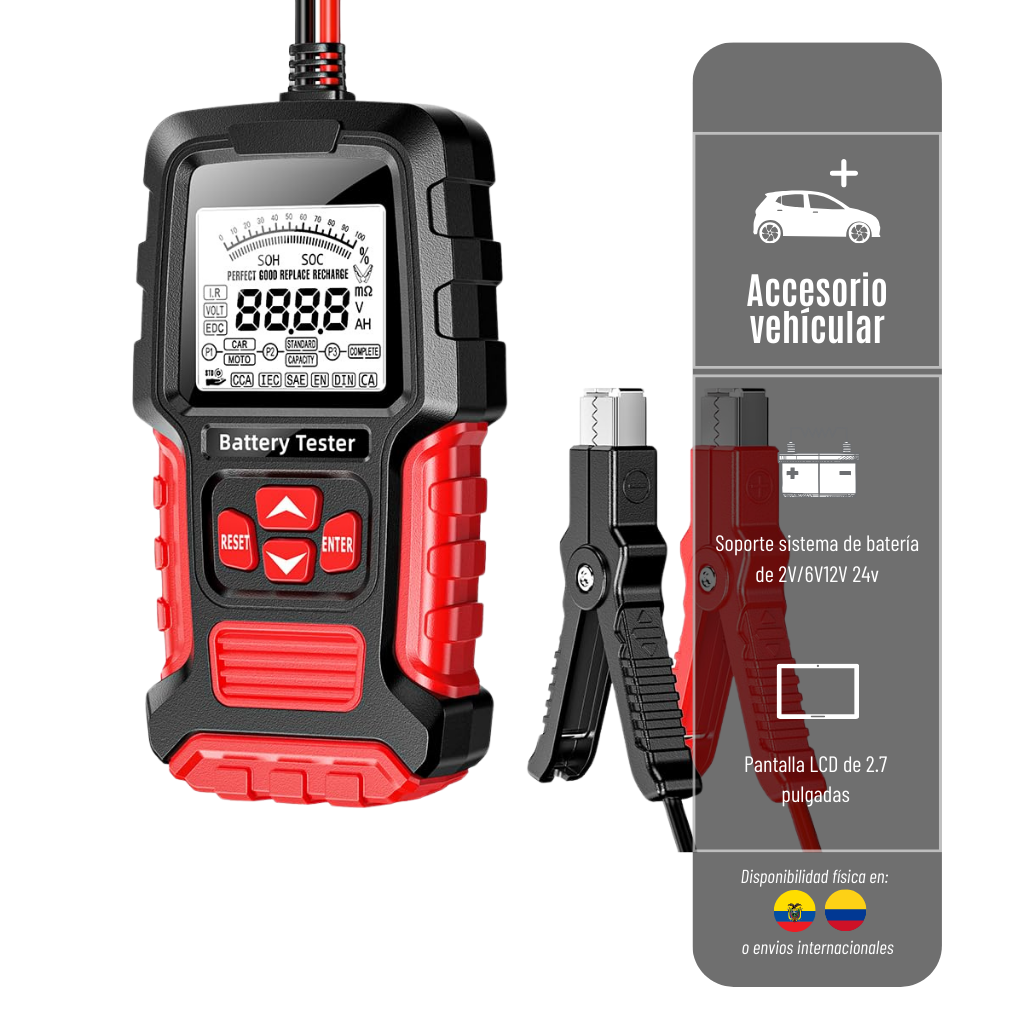 PROBADOR DE CARGA DE BATERÍA INTELIGENTE FBT300 CON PANTALLA DIGITAL PARA VEHICULO 12V Y 24V