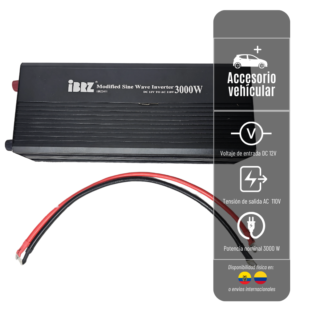  INVERSOR DE ENERGIA 3000W 5-032-15 IBRZ - CA DE CC DE ONDA SINUSOIDAL CON ENTRADA DC 12V Y SALIDA AC 110V INVERSOR-3000W