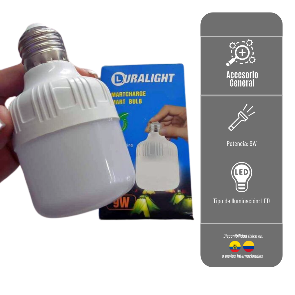 LIQUIDACIÓN* MINI FOCO LED RECARGABLE SMART DE LUZ BLANCA DE 9W LED-RECARG-9W