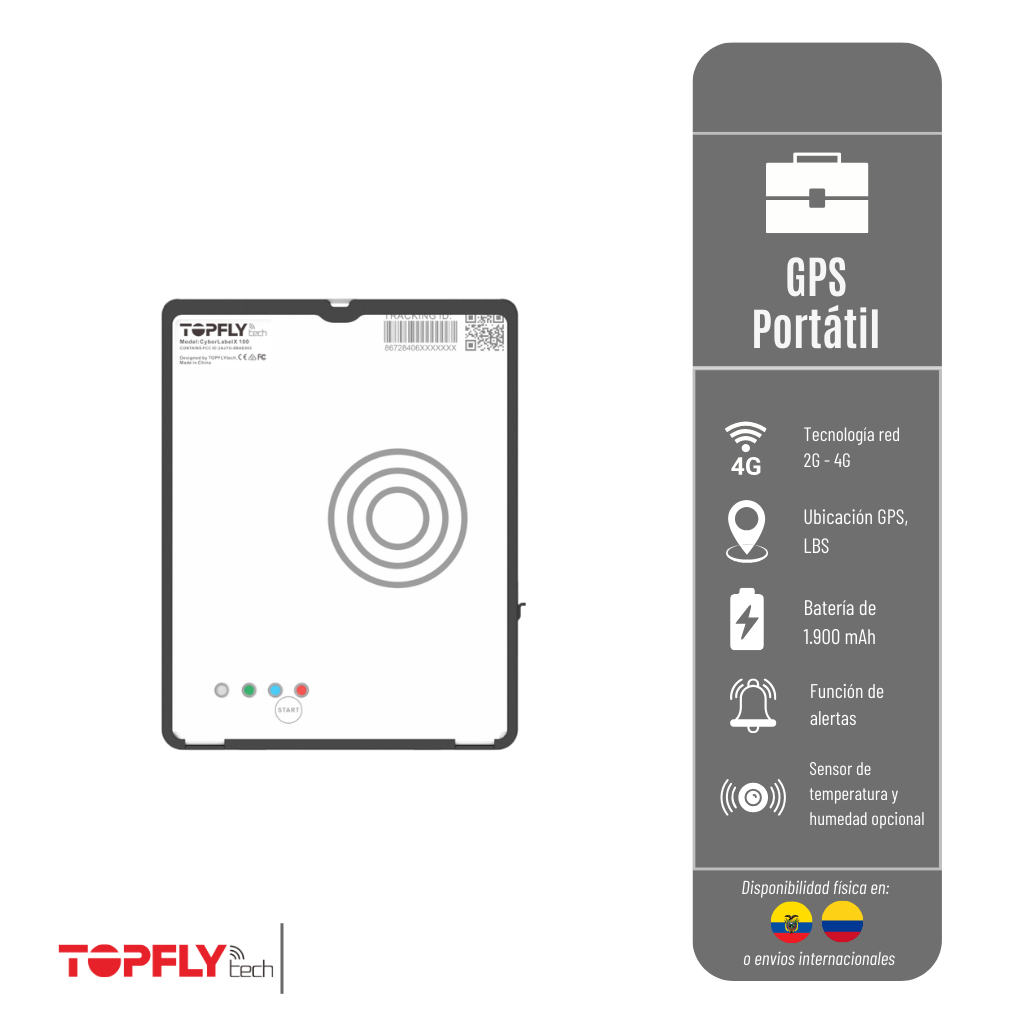 GPS CYBERLABELX 100 TOPFLYTECH PORTÁTIL RED 2G Y 4G - BATERIA 1.900 DE MAH  CYBERLABEL-X100