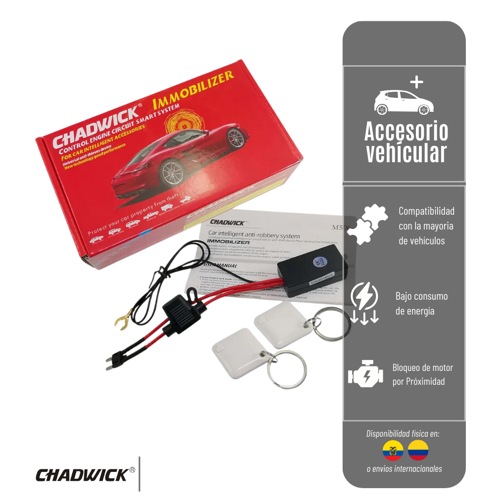 INMOVILIZADOR 12V CON TARJETA o SENSOR DE PROXIMIDAD CORTA CORRIENTE ANTI ATRACO DE FACIL INSTALACION A LA FUSIBLERA RFID-CHADWICK