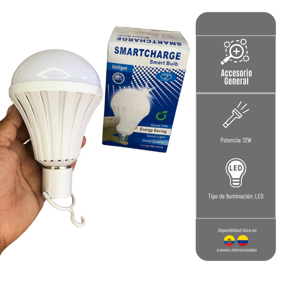 LIQUIDACIÓN* FOCO BOMBILLA RECARGABLE SMART BULD DE 12W FOCO-RECARG-12W