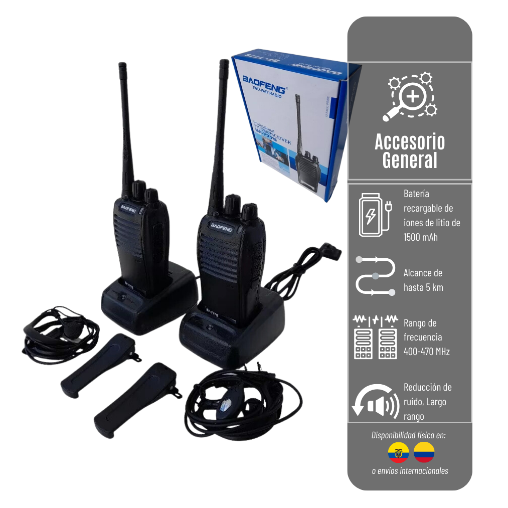 Radio WalkIe talkie Two Way BEAOFENG CON 16 CANALES DE COMUNICACION RANGO DE FRECUENCIA 400-470MHZ WALKIE-BF777S