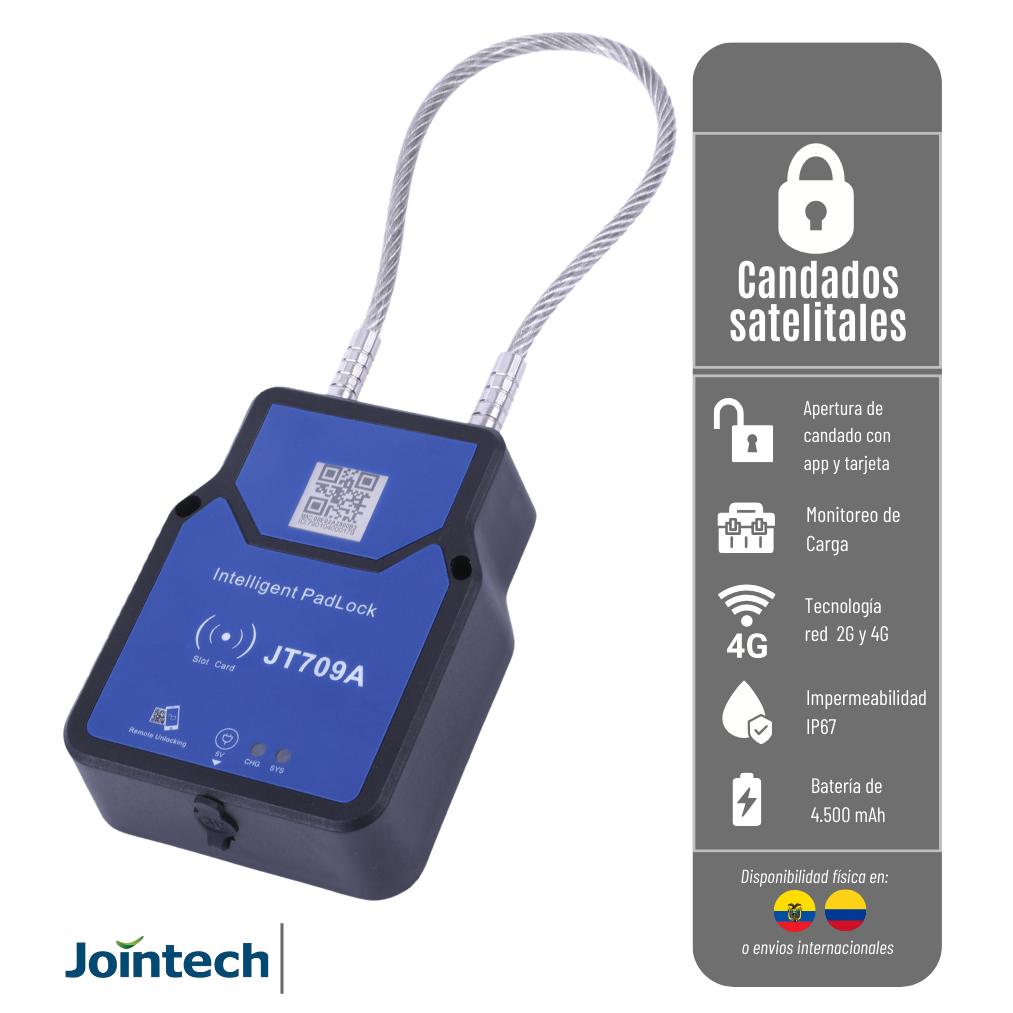 CANDADO GPS JT709 JOINTECH SATELITAL RED 2G Y 4G, BATERÍA DE 4.500 MAH