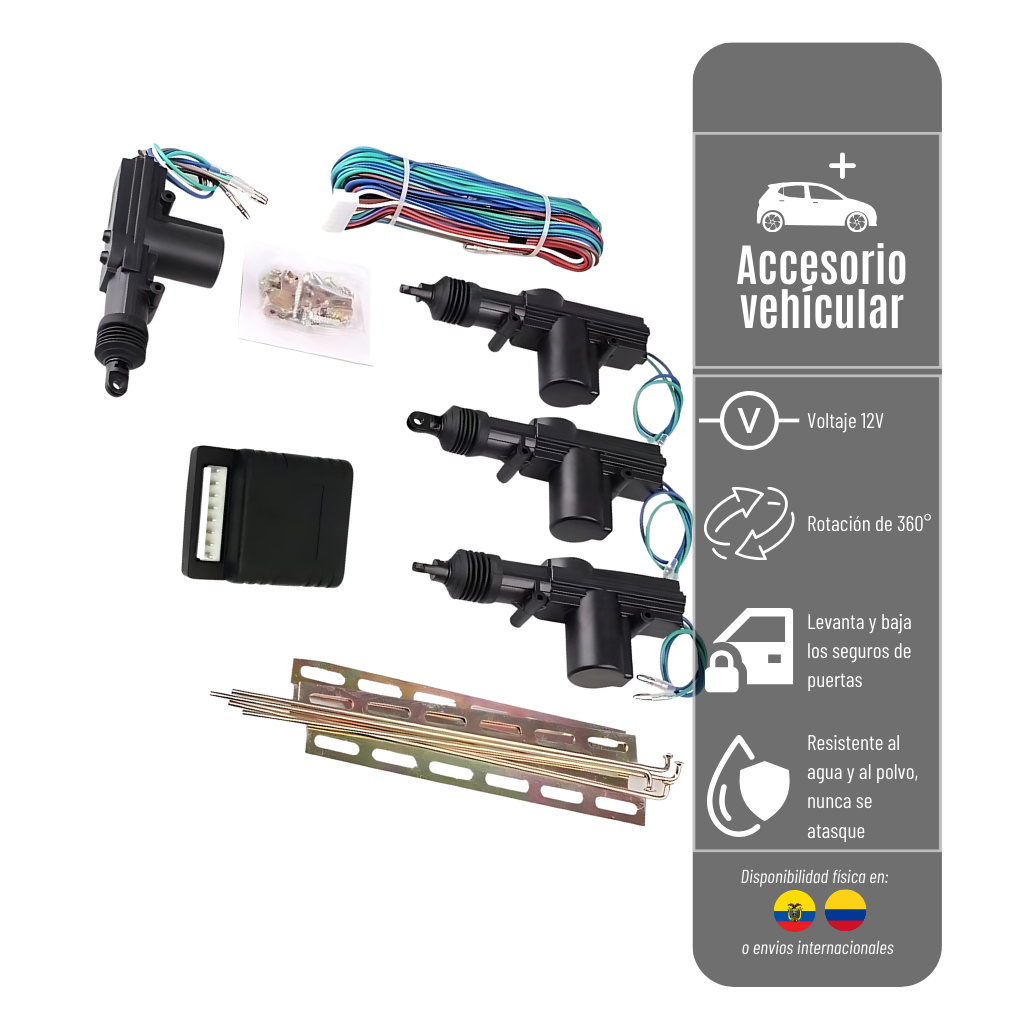 SISTEMA DE CIERRE CENTRALIZADO PARA AUTO 4 PUERTAS - 12V CENTRAL- 4P