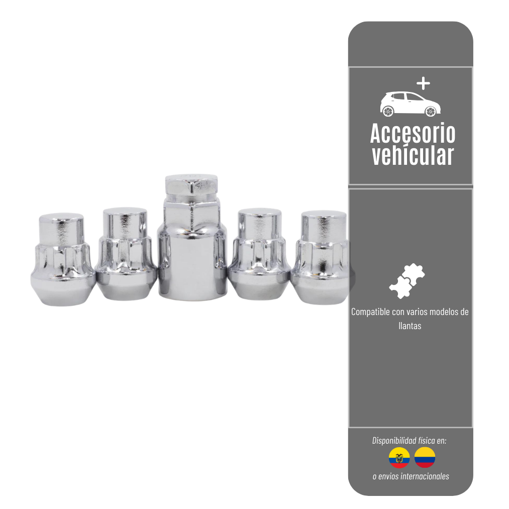 Tuercas Para Evitar Robo Llantas + dado 5-120-7B - R ACE  4pcs x 1,50mm TUERCA-LLANTA