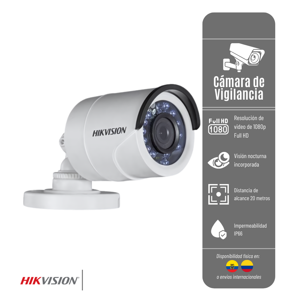CÁMARA TUBO EXTERIOR 1080P IR 30-40M HIKVISION TURBO CAM-TUBO-1080-EXT-TURBO