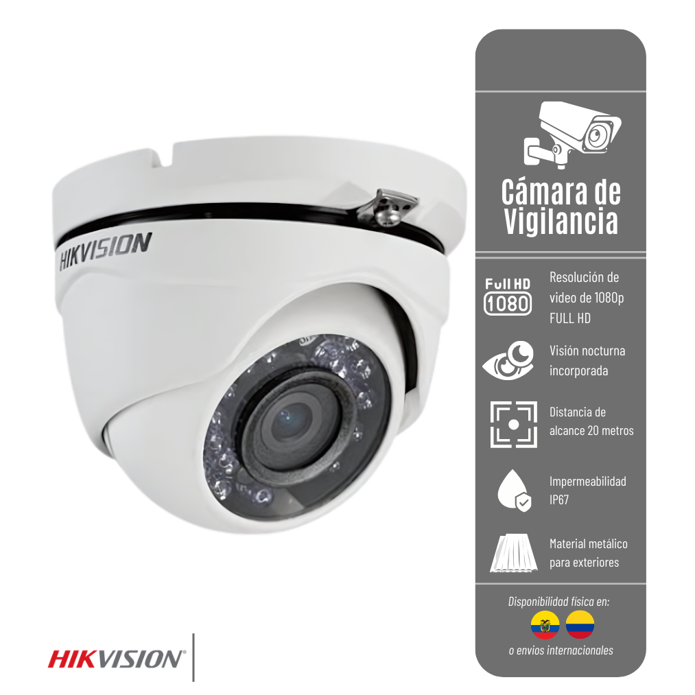 CÁMARA DOMO HIKVISION 1080P METALICA EXTERIOR CAM-DOMO-1080-EXT