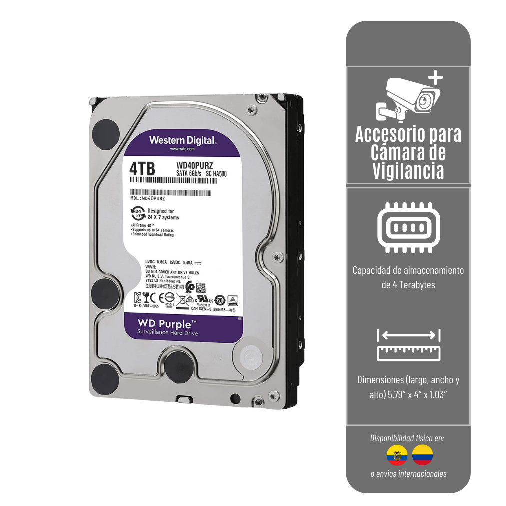 LIQUIDACIÓN* DISCO DURO 4 TR WESTERN DIGITAL PURPLE HDD-DVR-4TR
