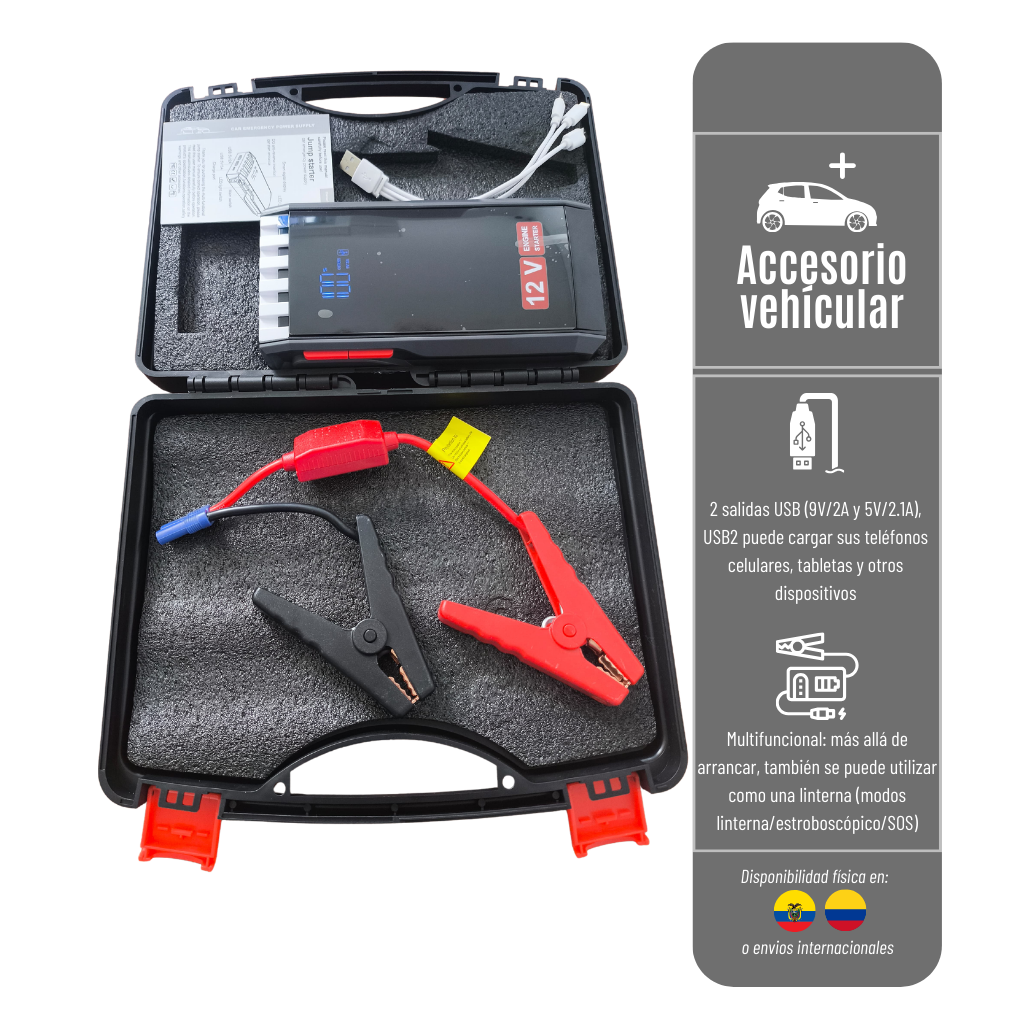 Arrancador De Bateria Portátil Power Bank Para Carros Y Motos De 4000 Mah Arranca-5-168-2