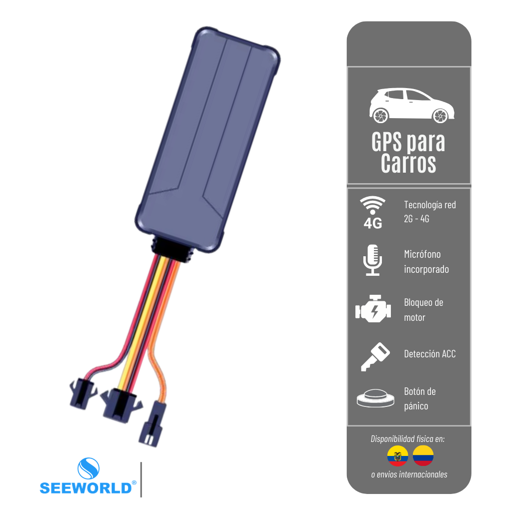 GPS D21L SEEWORLD LOCALIZADOR PARA VEHICULO RED 4G CON MONITOREO DE VOZ Y S.O.S.