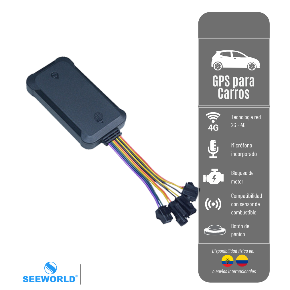 GPS S5L SEEWORLD LOCALIZADOR PARA VEHICULOS RED 4G, MONITOREO DE COMBUSTIBLE Y TEMPERATURA