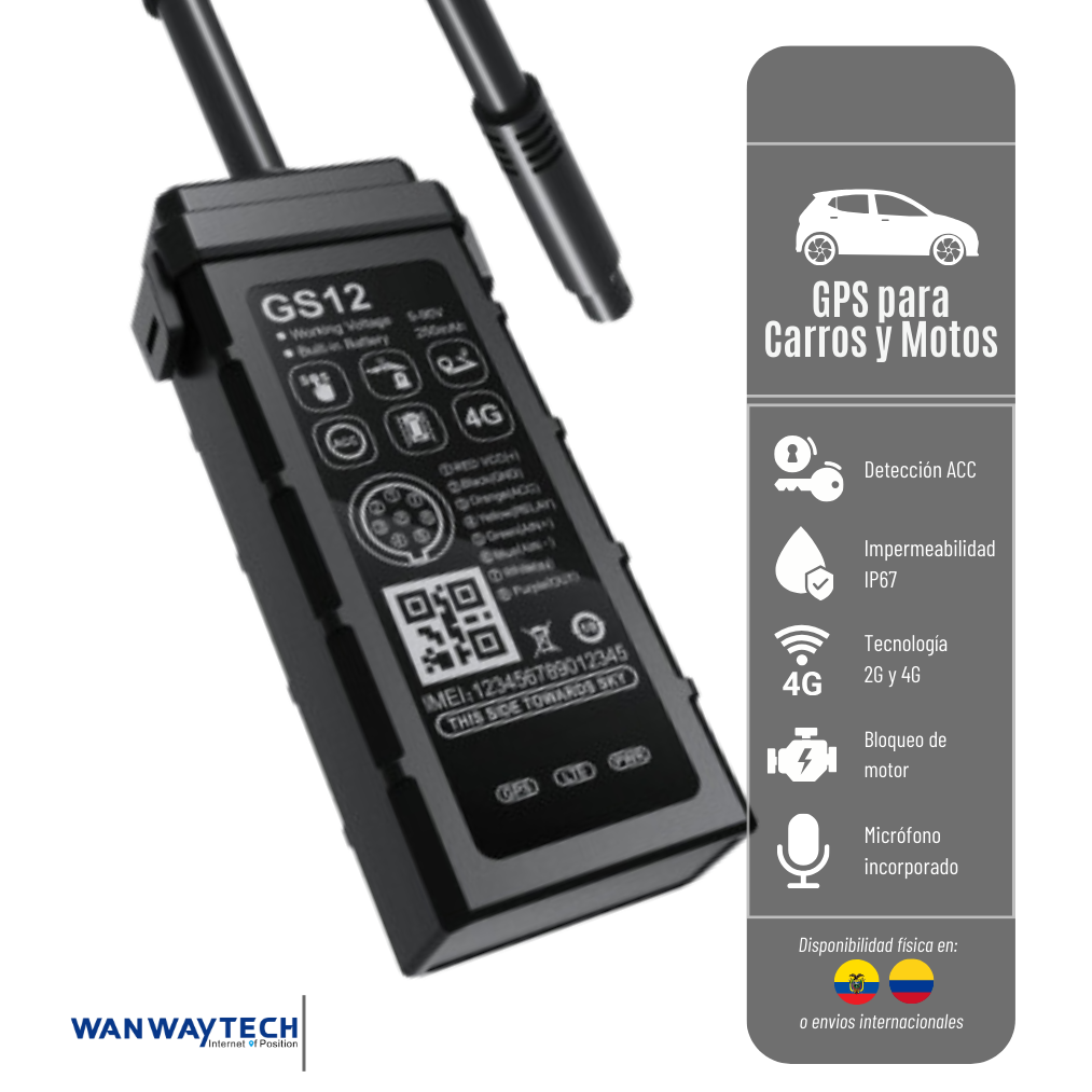 GS12 WANWAY PARA VEHÍCULOS Y MOTOS RED 2G Y 4G
