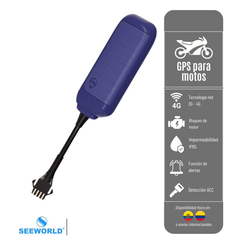 GPS R12L SEEWORLD LOCALIZADOR PARA MOTOS, RED 4G CON CORTE REMOTO DE COMBUSTIBLE Y ALARMA INTELIGENTE