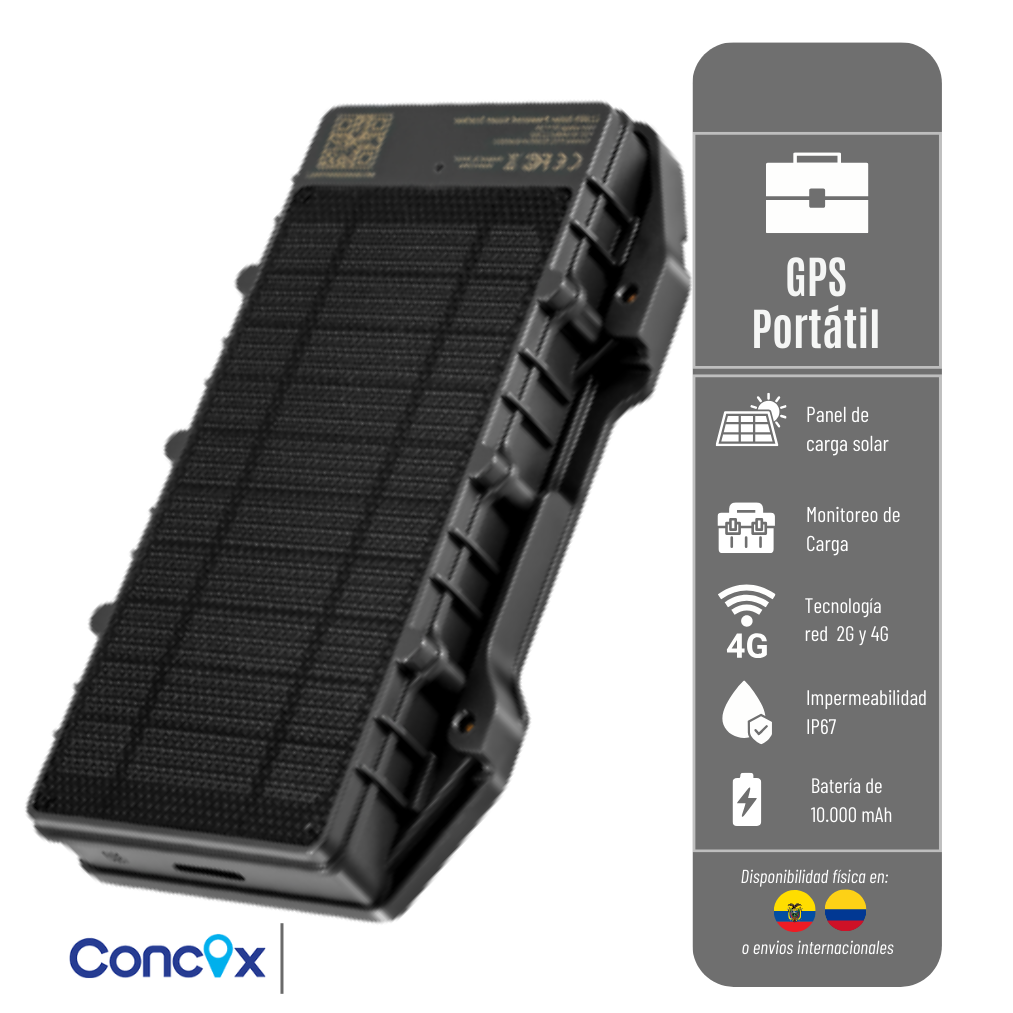 GPS  LL303 CONCOX, PORTÁTIL CON CARGA SOLAR RED 4G , batería de 10.000 Ma