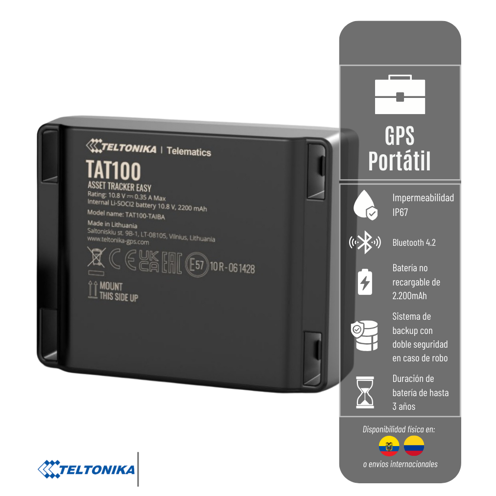 GPS GAMA ALTA TAT100 TELTONIKA PARA VEHÍCULOS RED 2G