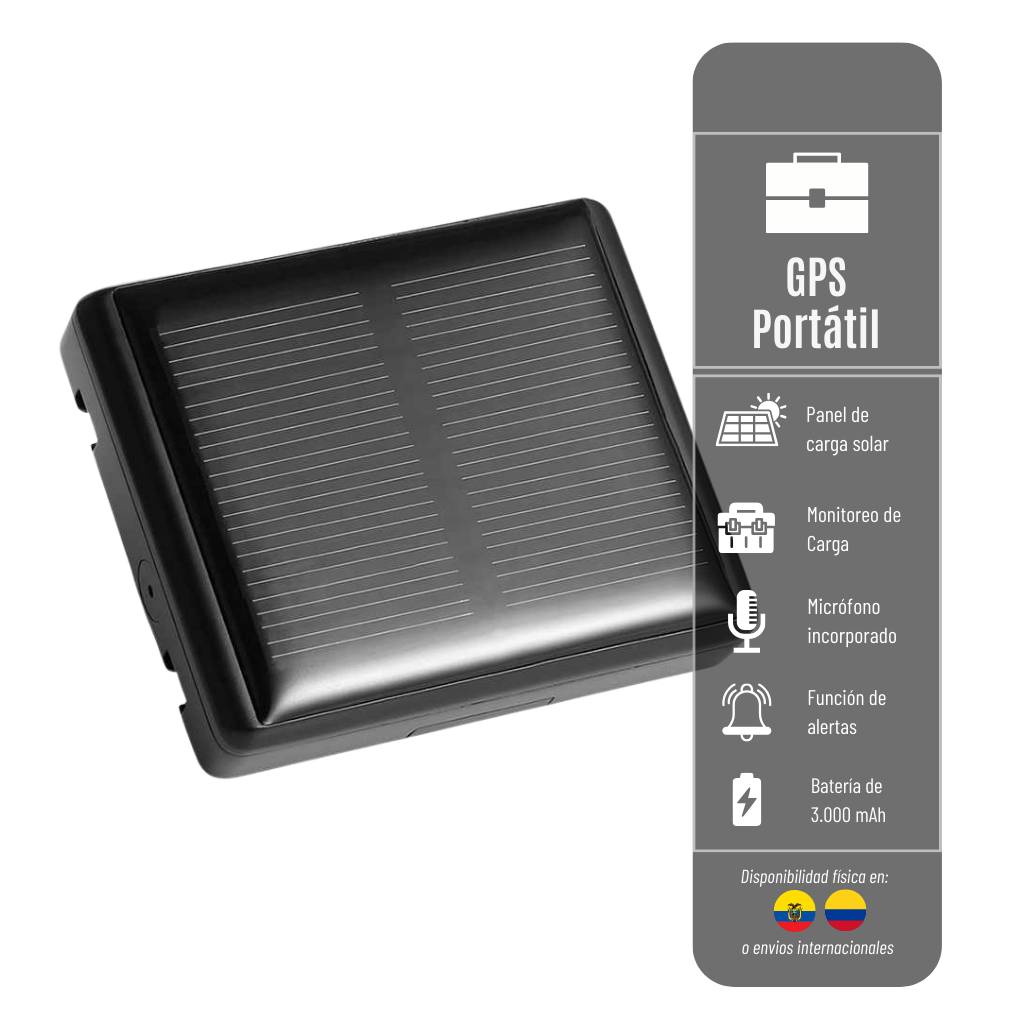 GPS PORTATIL RFV26 IP67 CON PANEL SOLAR - MONITOREO CARGA 3000MA -
