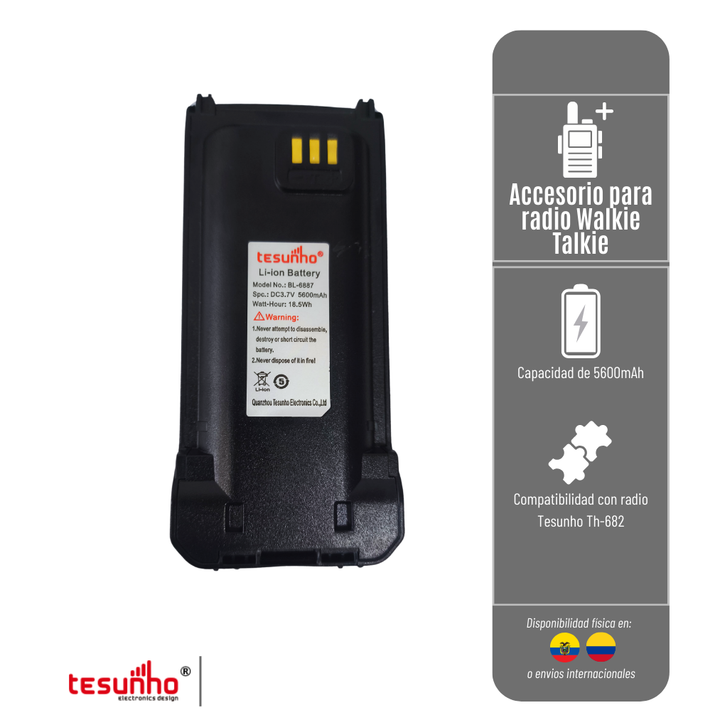 BATERÍA EXTRA CON CLIP PARA CINTURÓN PARA BAT-TH-682