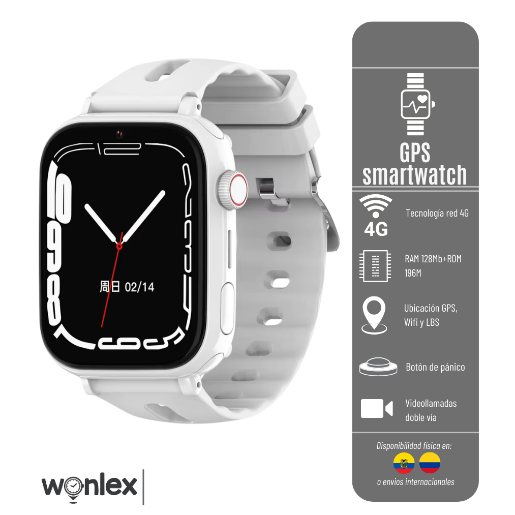 RELOJ CON GPS INTELIGENTE CT20 WONLEX - DISPOSITIVO CON CAMARA PARA NIÑOS - RED 4G - BATERIA DE 680mAh RESISTENTE AL AGUA