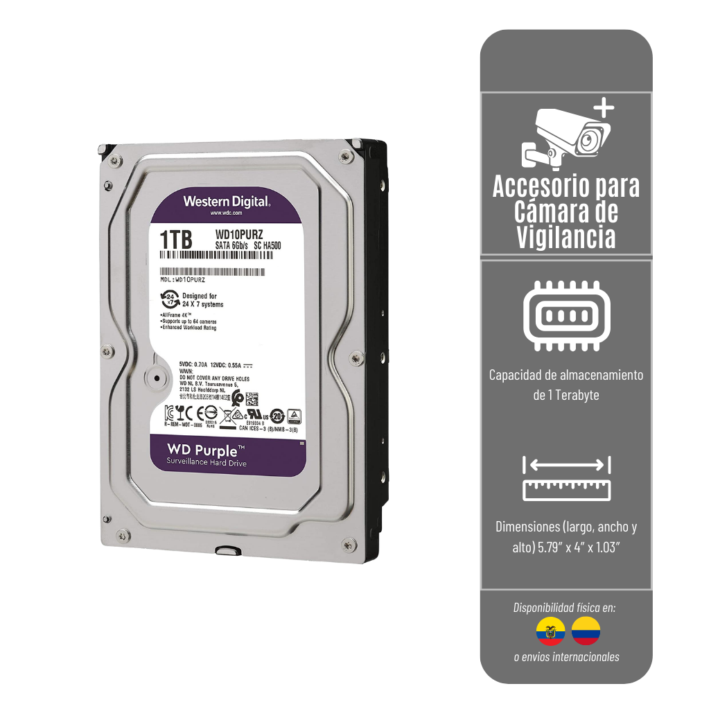 LIQUIDACIÓN* DISCO DURO WESTERN DIGITAL PURPLE 1TR HDD-DVR-1TR