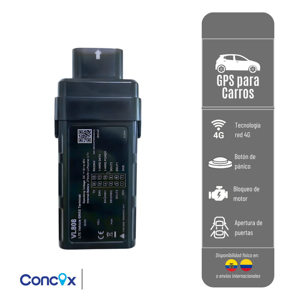 GPS VL808 CONCOX RASTREADOR PARA VEHICULOS RED 2G Y 4G CON APERTURA DE PUERTA