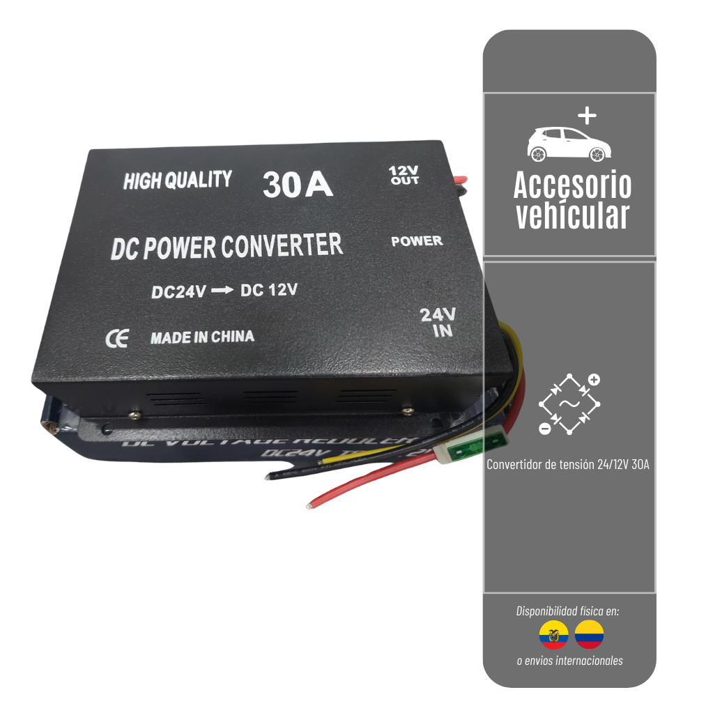 TRANSFORMADOR DE VOLTAJE DE 24V A 12V / 30A PARA VEHICULO TRANSF-5-166 