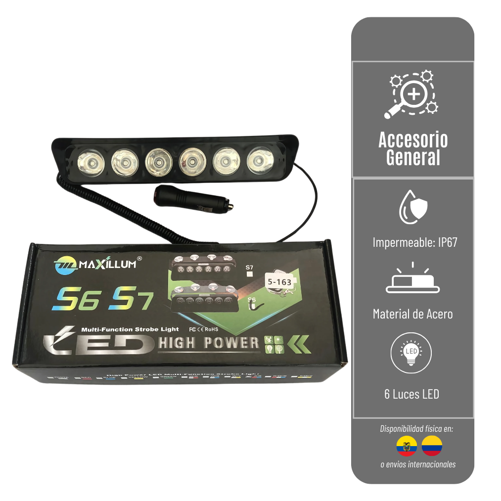LUZ ESTROBOSCOPICA DE EMERGENCIA DE POLICIA S6 MAXILLUM PARA VEHICULO  POLIC-5-163