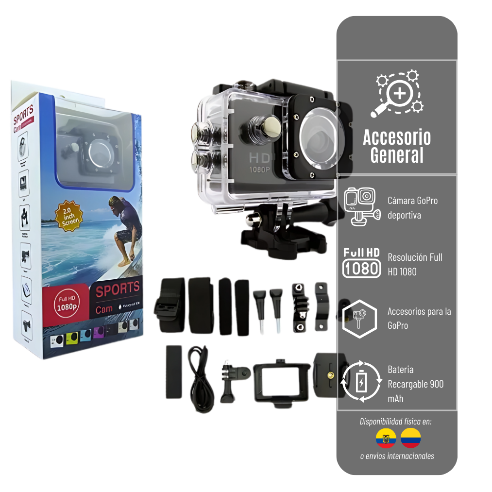 LIQUIDACIÓN* Mini Camara Deportiva GOPRO Para Motocicletas con resolucion 1080P HD MINI-CAM-DEP