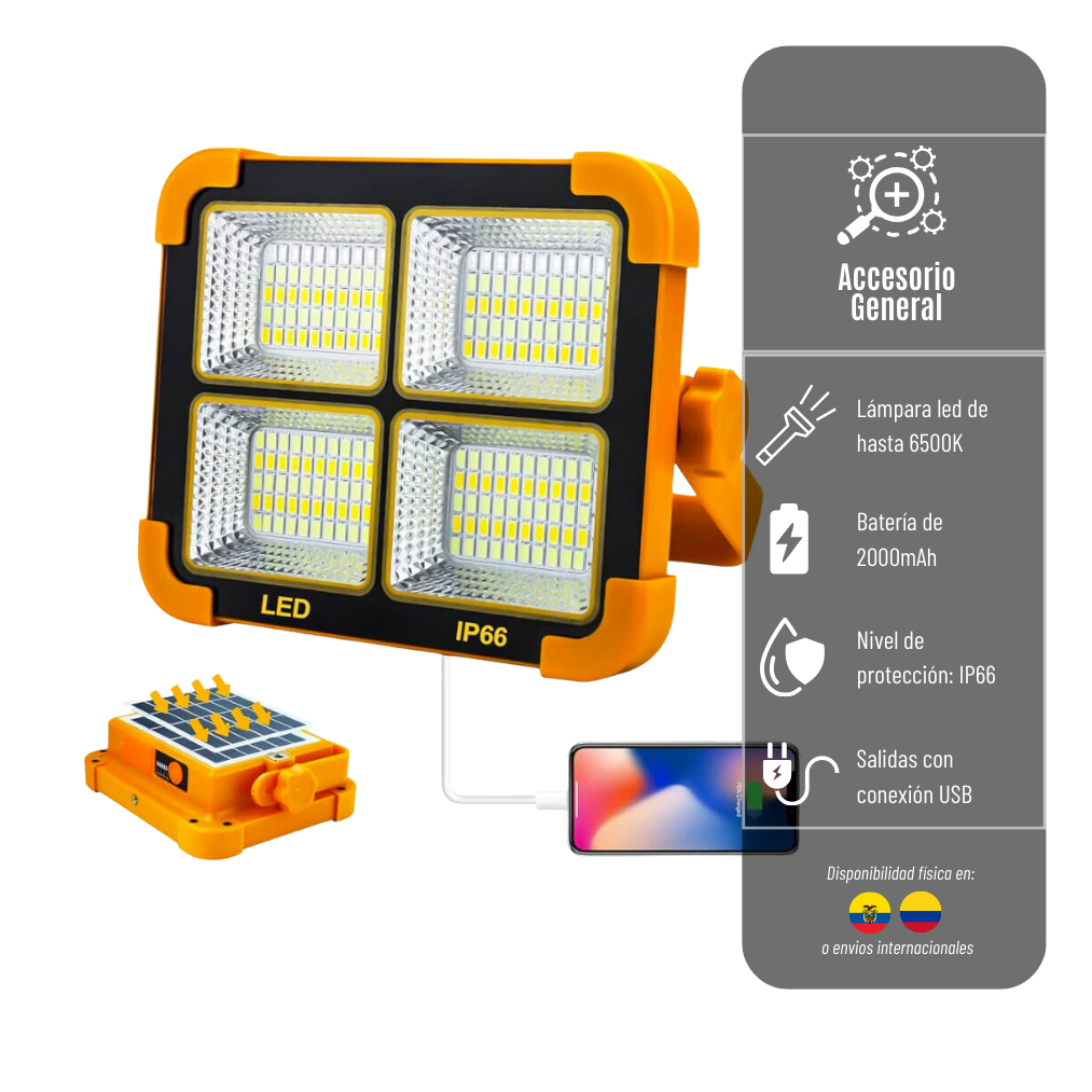 LUCES LED RECARGABLE WORKING  CON PANEL SOLAR LED-RECARG-XY0128