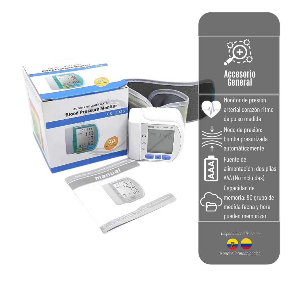 LIQUIDACIÓN* MONITOR DE PRESION ARTERIAL Y PULSO TIPO RELOJ PULSERA MON-PRES-102S