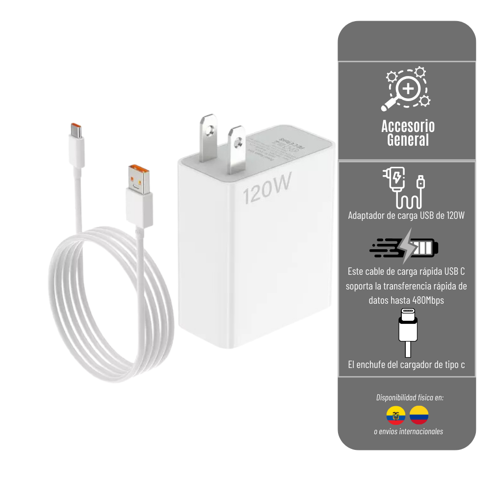 CARGADOR XIAOMI 2 EN 1 - TIPO C DE 120W CARG-XIAOMI-120W